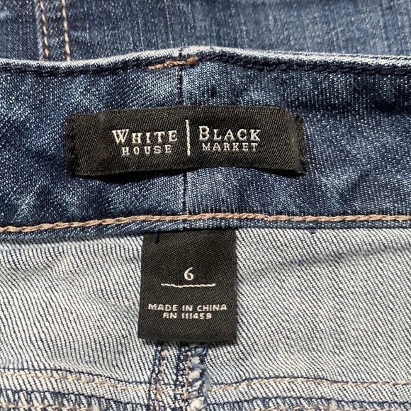 WHBM Jean Skirt distressed with Embroidered Pockets 8 - Picture 8 of 13